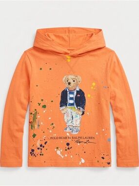 Polo by Ralph Lauren Orange Polo Bear Paint-Splash Hoodie